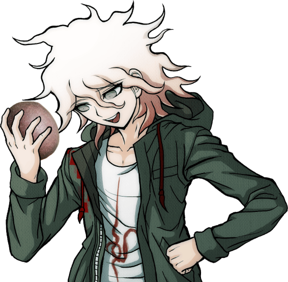 a nagito sprite of him looking at his hand, edited to be holding nelson the hedgehog